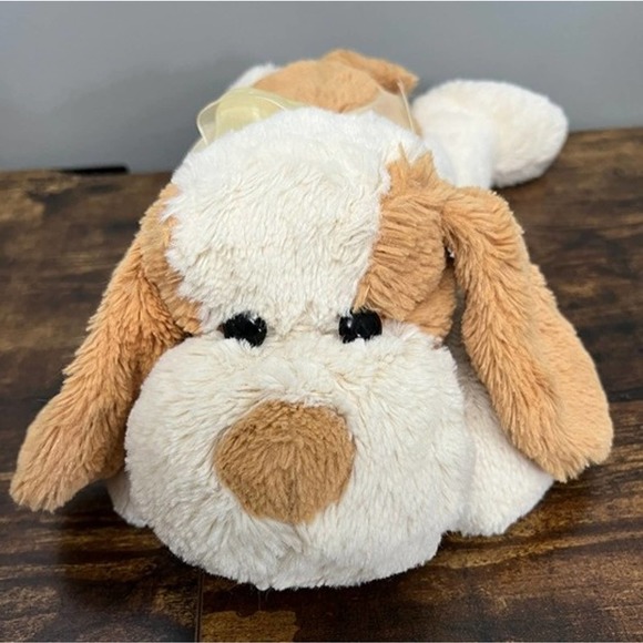 Circo Tan & Cream Floppy Laying‎ Down Puppy with Neck Ribbon Plush - Picture 1 of 4